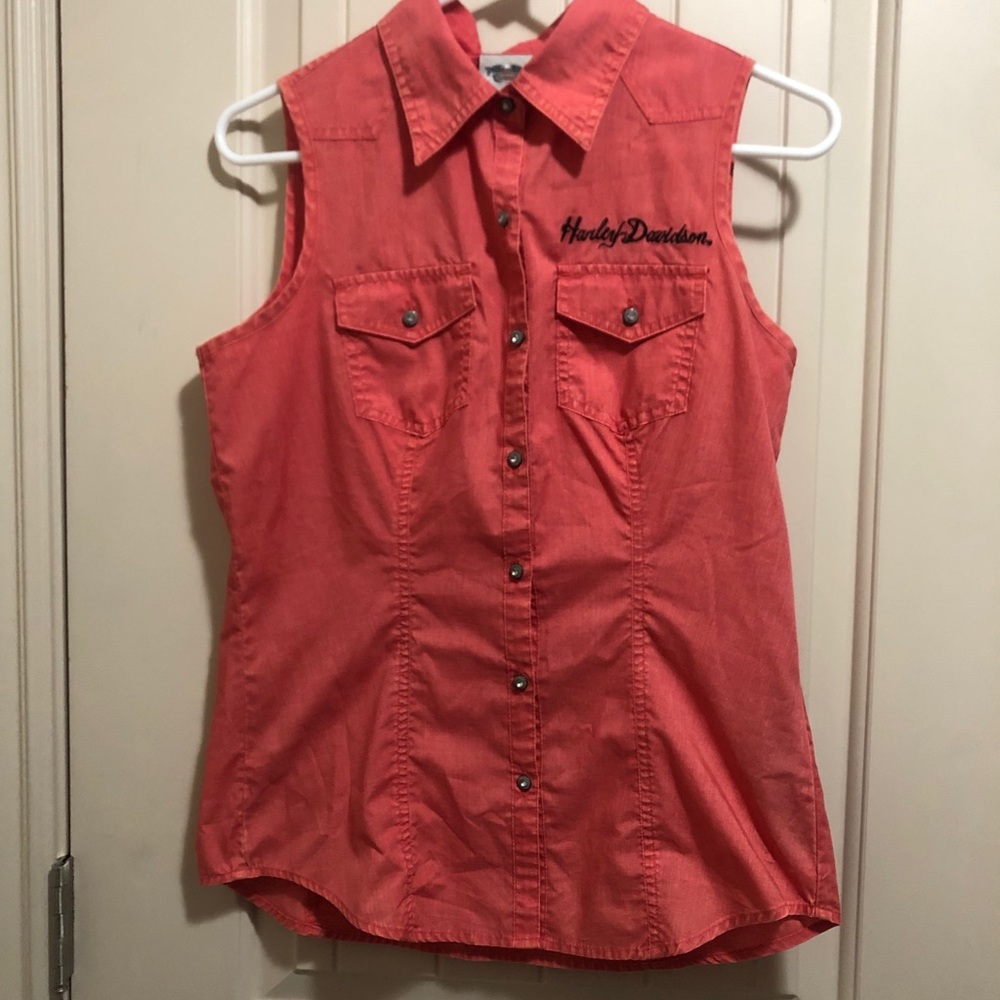 Harley Davidson Button Up Sleeveless